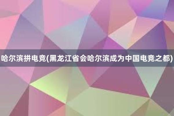 哈尔滨拼电竞(黑龙江省会哈尔滨成为中国电竞之都)