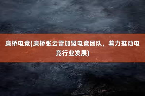 廉桥电竞(廉桥张云雷加盟电竞团队，着力推动电竞行业发展)