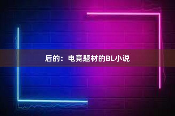 后的：电竞题材的BL小说