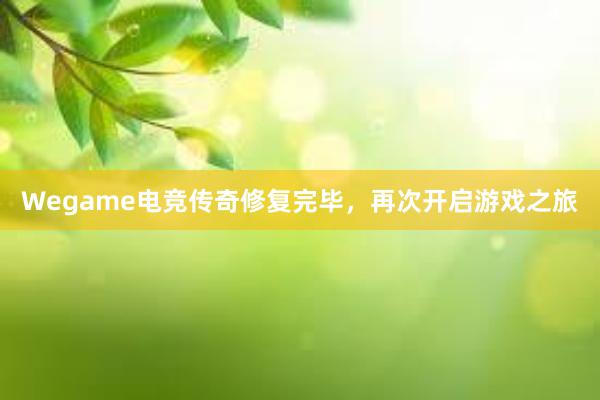 Wegame电竞传奇修复完毕，再次开启游戏之旅