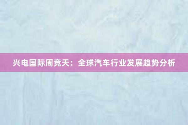 兴电国际周竞天：全球汽车行业发展趋势分析