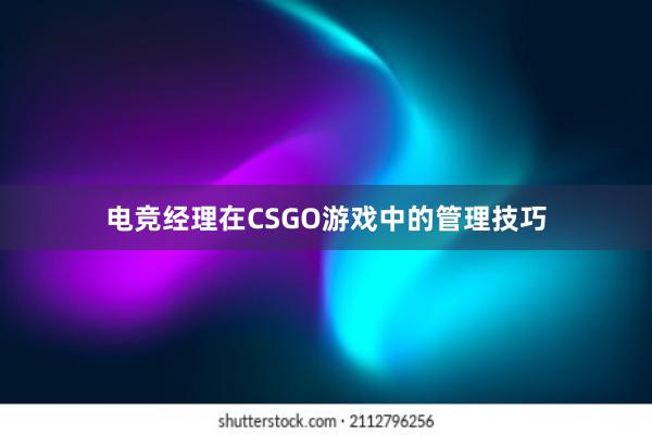 电竞经理在CSGO游戏中的管理技巧