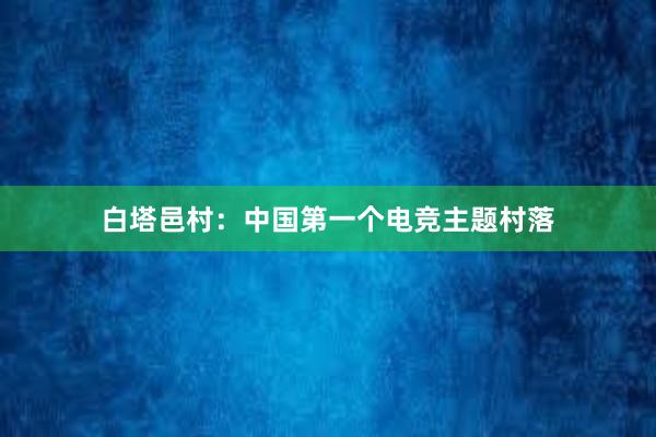 白塔邑村：中国第一个电竞主题村落